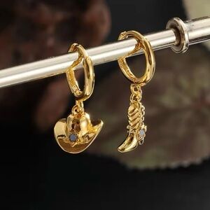 Cowboy Hat and Boots Hoop Earrings